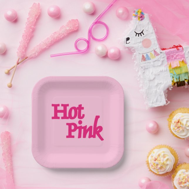 Hot Pink pink square paper plates (Party)