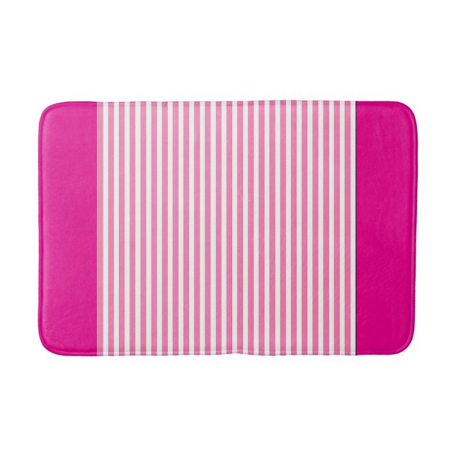 Hot Pink Pink Stripes Bath Mat (Front)