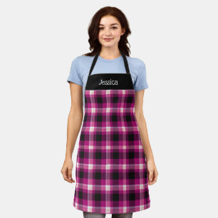 Hot Pink Plaid Custom Apron