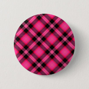 Hot Pink Plaid, Punk, Emo, or Preppy 6 Cm Round Badge