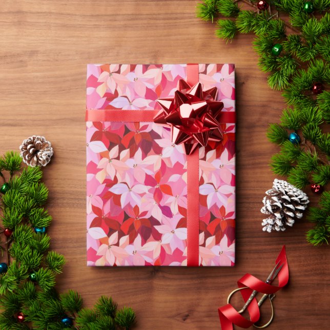Hot Pink Poinsettia Holiday Christmas Wrapping Paper (Holiday Gift)