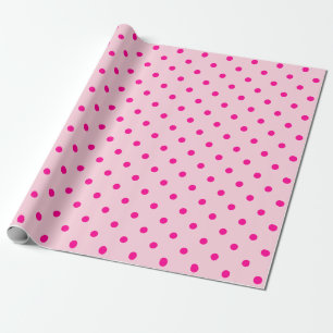 Hot Pink Polka Dot on Light Pink Large Space Wrapping Paper