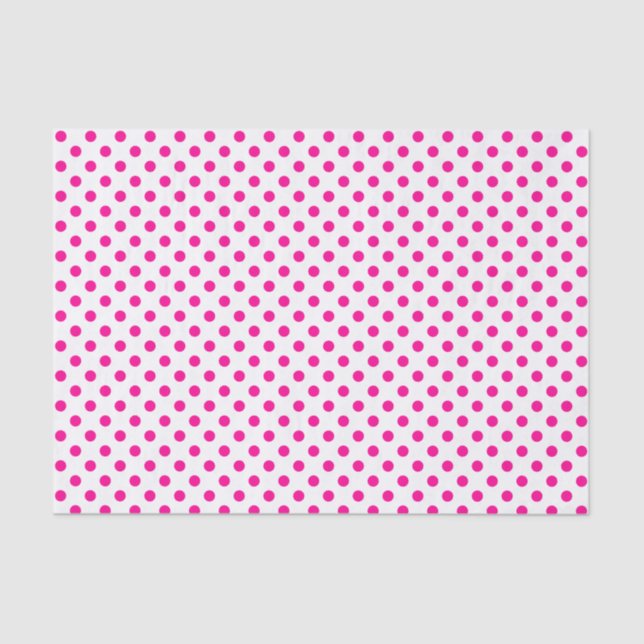 Hot Pink Polka Dot on White Tissue Paper (Front)