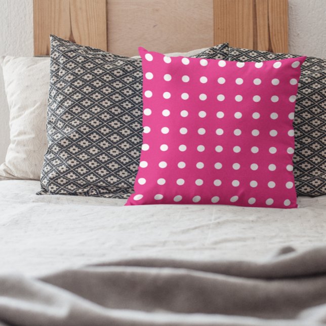 Hot Pink Polka Dot Pattern Cushion (Creator Uploaded)