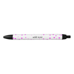 Hot Pink Polka Dots (Add 2nd Colour) Blue Ink Pen