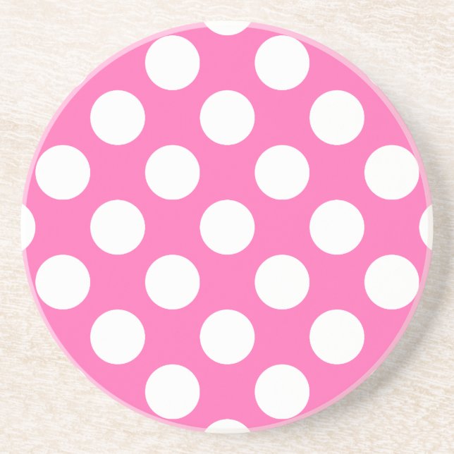 Hot Pink Polka Dots Coaster (Front)