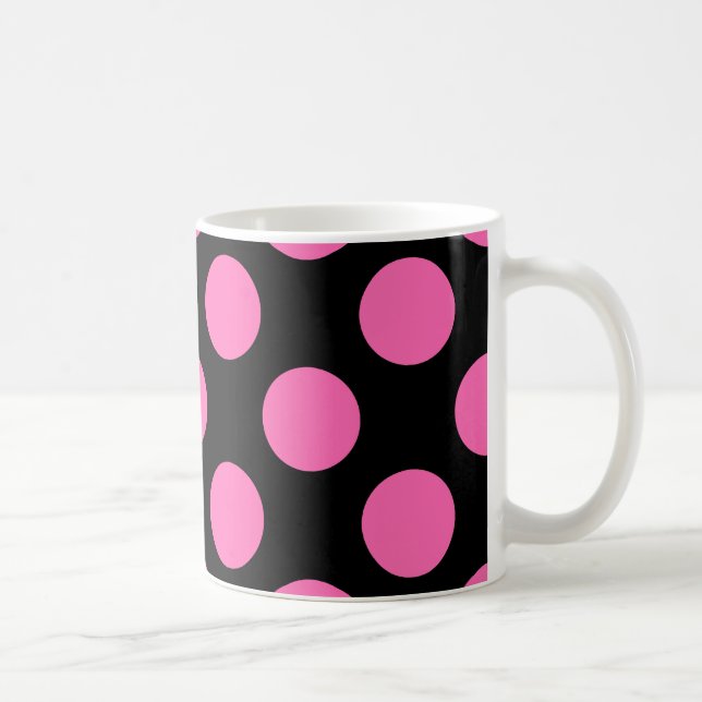 Hot Pink Polka Dots Coffee Mug (Right)