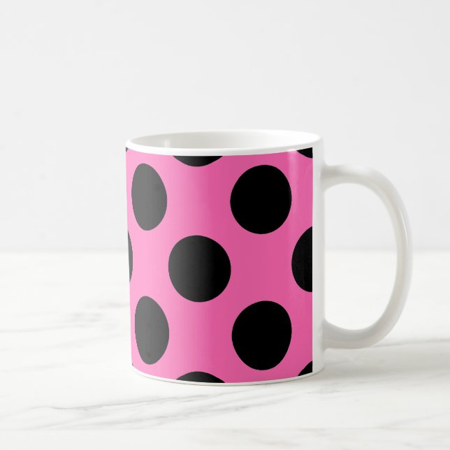 Hot Pink Polka Dots Coffee Mug (Right)