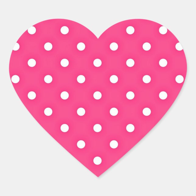 Hot Pink Polka Dots Pattern Heart Sticker (Front)