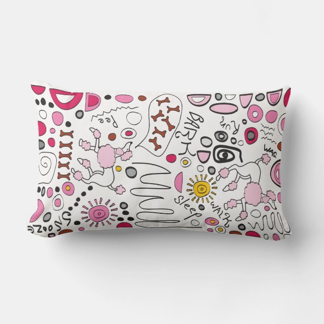 HOT PINK POODLE Throw Pillow (Front)