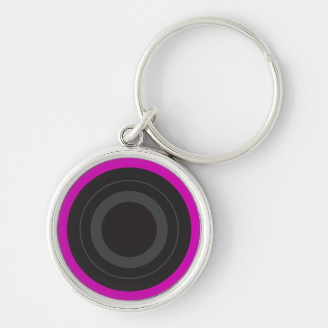 Hot Pink Pop Art Roller Derby Wheel Key Ring (Front)