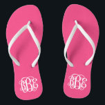 Hot Pink Preppy Script Monogram Jandals<br><div class="desc">PLEASE CONTACT ME BEFORE ORDERING WITH YOUR MONOGRAM INITIALS IN THIS ORDER: FIRST, LAST, MIDDLE. I will customise your monogram and email you the link to order. Please wait to purchase until after I have sent you the link with your customised design. Cute preppy flip flip sandals personalised with a...</div>