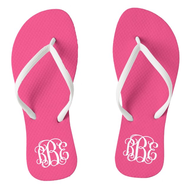 Hot Pink Preppy Script Monogram Jandals (Footbed)