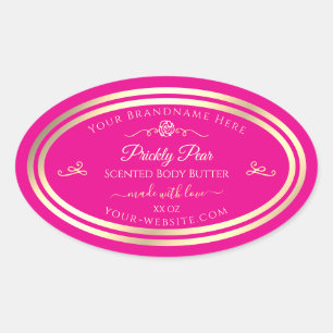 Hot Pink Product Label Gold Frame and Vintage Rose