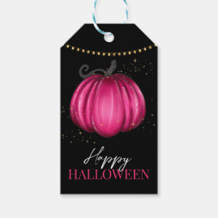 Hot Pink Pumpkin Happy Halloween Gift Tags
