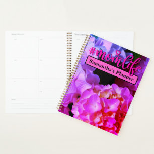 Hot pink purple floral hydrangeas planner