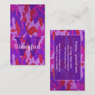 Hot Pink Purple Glitter Camouflage Camo Outdoorsy Business Card