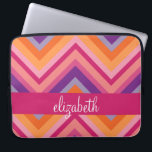 Hot Pink Purple Orange Chevron Pattern Laptop Sleeve<br><div class="desc">An trendy pattern with a classy font designed for a feminine woman. Add your name or monogram. If you need to make adjustments to the artwork,  click on the customise it button to make changes.</div>