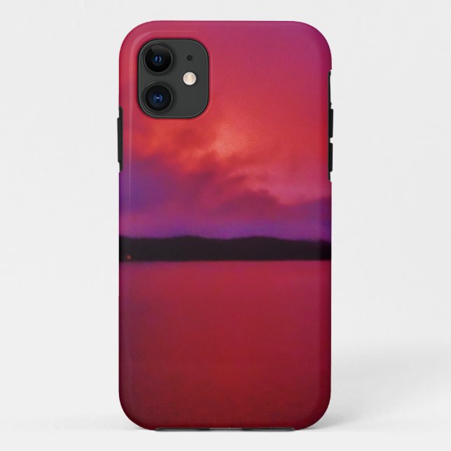 Hot Pink Purple sunset on Lake Arrowhead Case-Mate iPhone Case (Back)