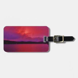 Hot Pink Purple sunset on Lake Arrowhead Luggage Tag