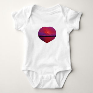 Hot Pink Purple sunset Photo Heart Lake Arrowhead Baby Bodysuit