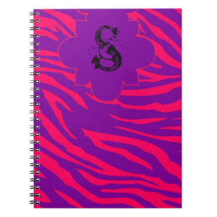 Hot Pink Purple Zebra Print Animal Spiral Notebook