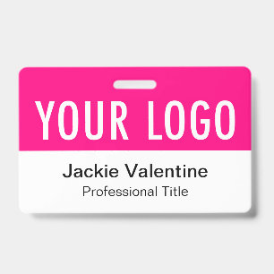 Hot Pink PVC Badge Horizontal Staff ID Name Tag