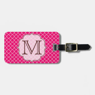 Hot Pink Quarterfoil Latti Monogram Luggage Tag