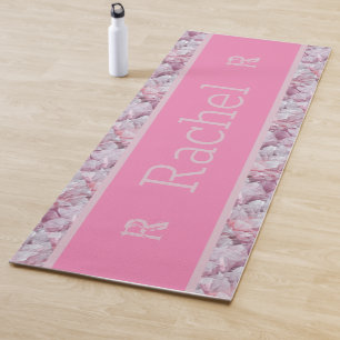 Hot Pink Quartz Unique Chic Trendy Simple Monogram Yoga Mat
