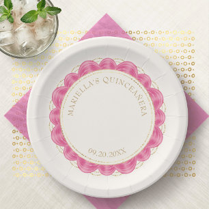 Hot Pink Quinceanera Paper Plate