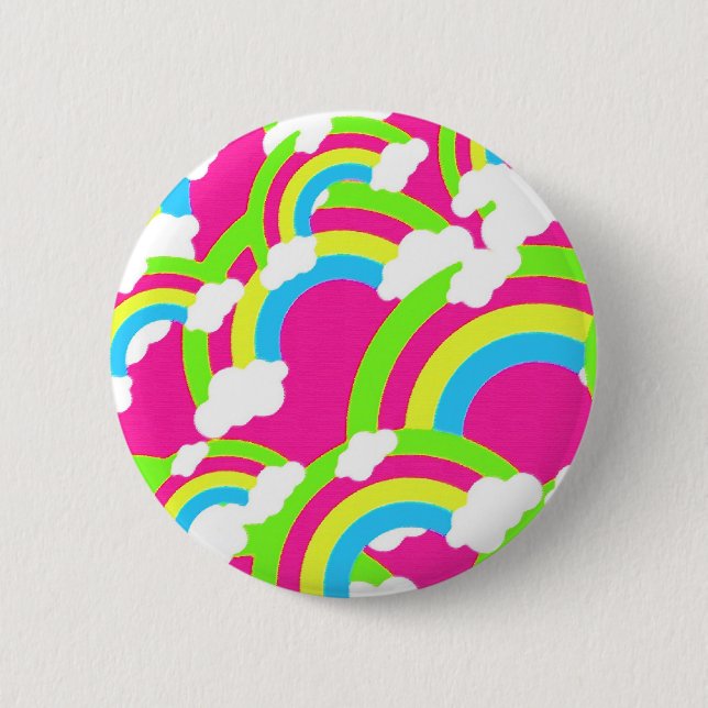 Hot Pink Rainbow Pattern 6 Cm Round Badge (Front)