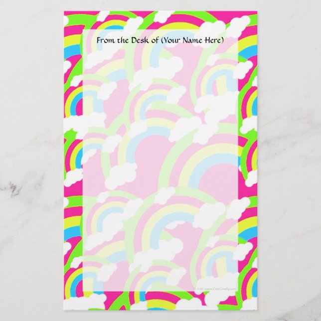Hot Pink Rainbow Pattern Stationery (Front)