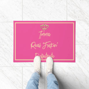 Hot Pink Real Fricking Debutante Gold   Doormat