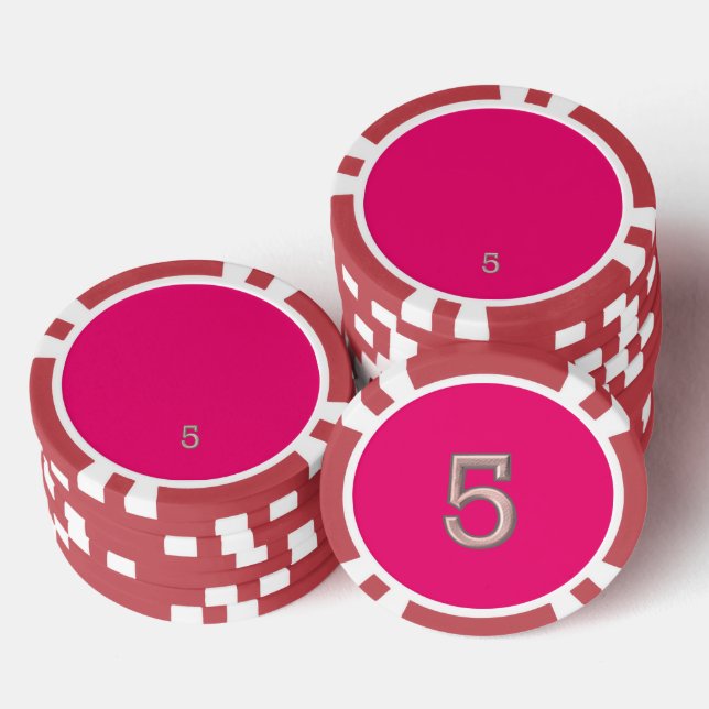 Hot Pink red 5 striped poker chip (Stack)