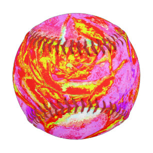 Hot Pink, Red and Yellow Succulent Sedum Rosette Baseball