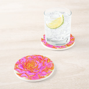 Hot Pink, Red and Yellow Succulent Sedum Rosette Coaster