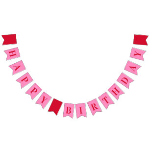 Hot Pink Red Chic Happy Birthday Bunting