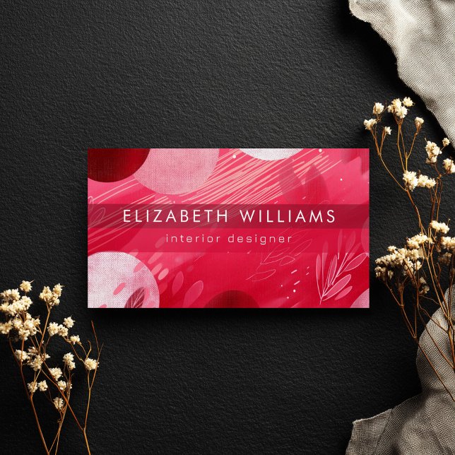 Hot Pink Red Circles Modern Business Cards (Creator Uploaded)