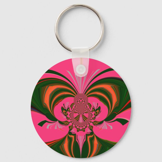Hot Pink Red Golden Green Key Ring (Front)