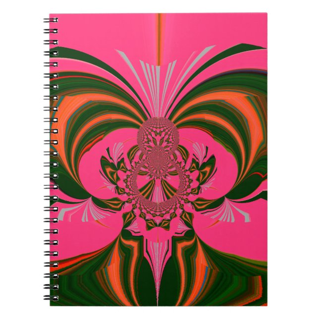 Hot Pink Red Golden Green Spiral Notebook (Front)