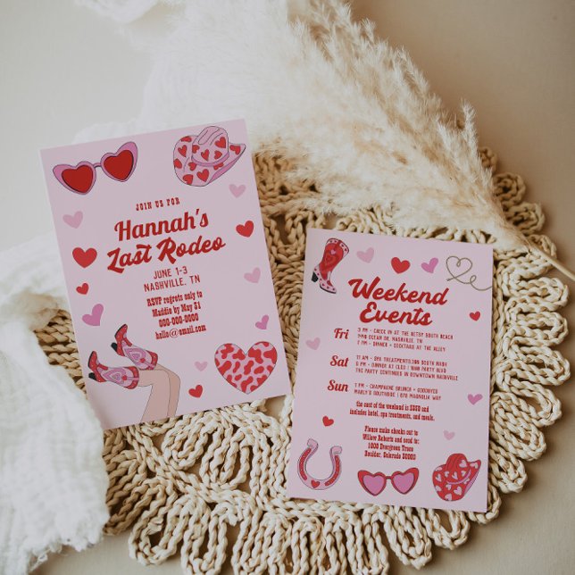 Hot Pink Red Last Rodeo Bachelorette Invitation (Creator Uploaded)