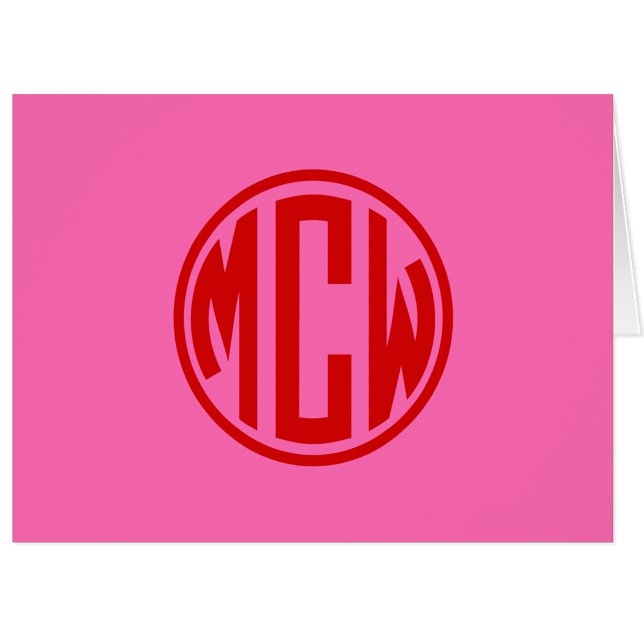Hot Pink Red Preppy Circle Monogram DIY BG (Creator Uploaded)