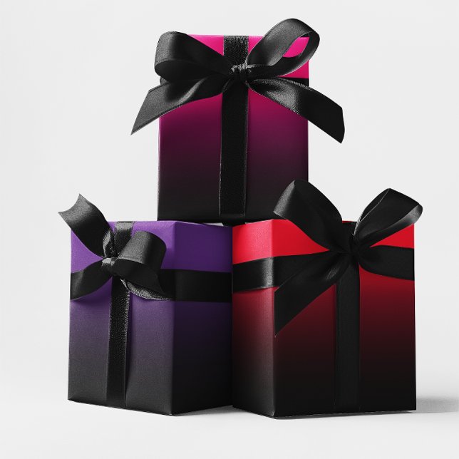 Hot Pink Red Royal Purple and Black Ombre Mix Wrapping Paper Sheet (Hot Pink Red Royal Purple and Black Ombre Mix Wrapping Paper Sheets)