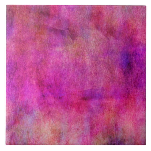 Hot Pink Red Watercolor Background Tile (Front)