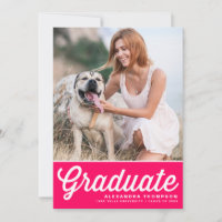 Hot Pink Retro Bold Typography Photo Graduation
