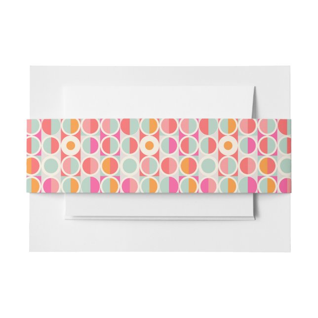 Hot Pink Retro Circle Pattern Invitation Belly Band (Front Example)