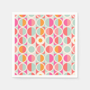Hot Pink Retro Circle Pattern Napkin