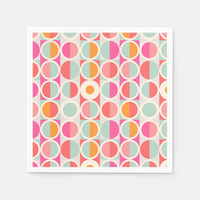 Hot Pink Retro Circle Pattern Napkin (Front)