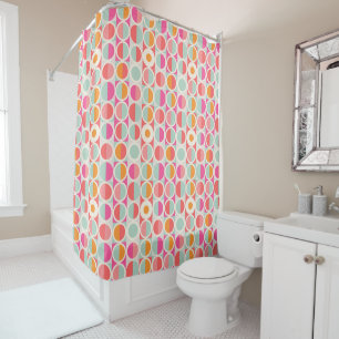 Hot Pink Retro Circle Pattern Shower Curtain