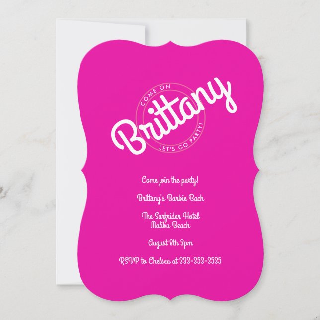 Hot Pink Retro Doll, Let's Go Party! (Front)